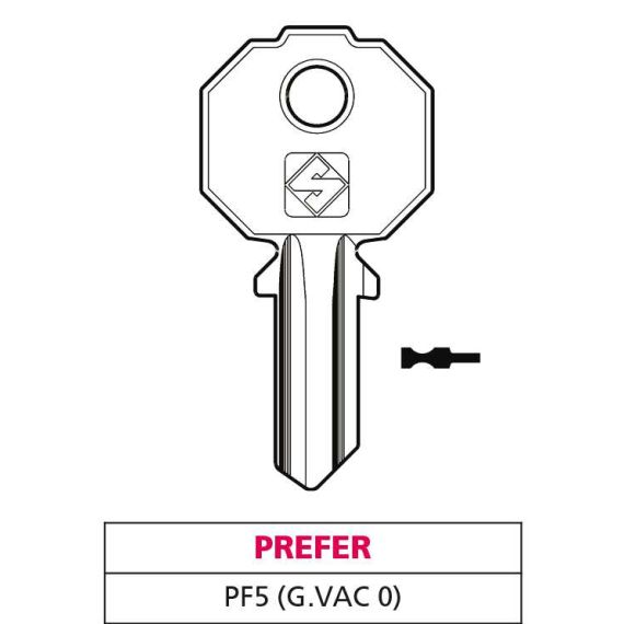Silca CHIAVE OTTONE PF5 (G. VAC 0) PREFER FV47570 Silca