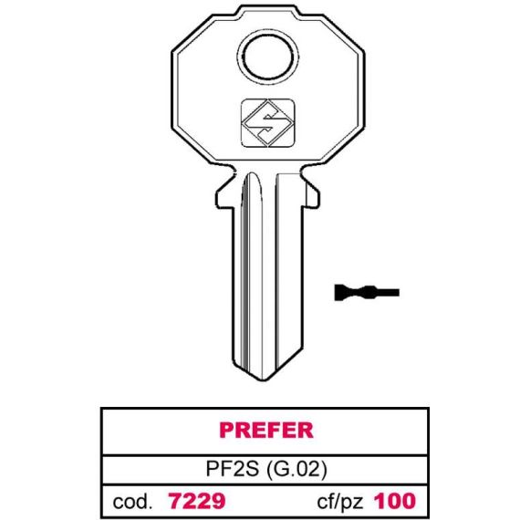 Silca CHIAVE ASC PF2S (G.VAC 0) PREFER FV7229 Silca
