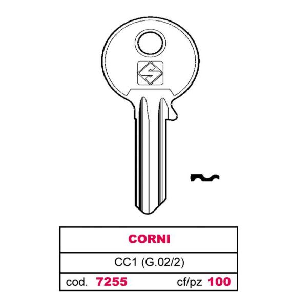 Silca CHIAVE ASC CC1 (G.VAC 2) CORNI FV7255 Silca