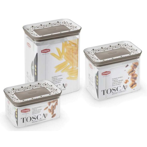 Stefanplast BARATTOLO RETTANGOLARE TOSCA LT.2,2 bianco/tortora chiaro FV47766 Stefanplast