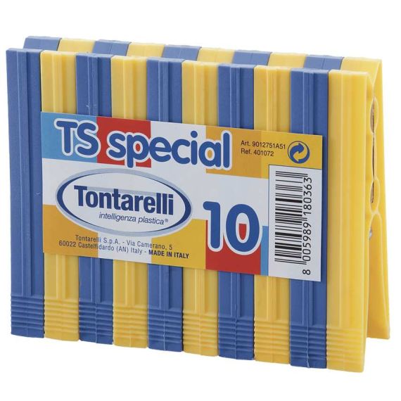Tontarelli PINZE PER BUCATO TS SPECIAL stecca 10 pz. FV49067 Tontarelli
