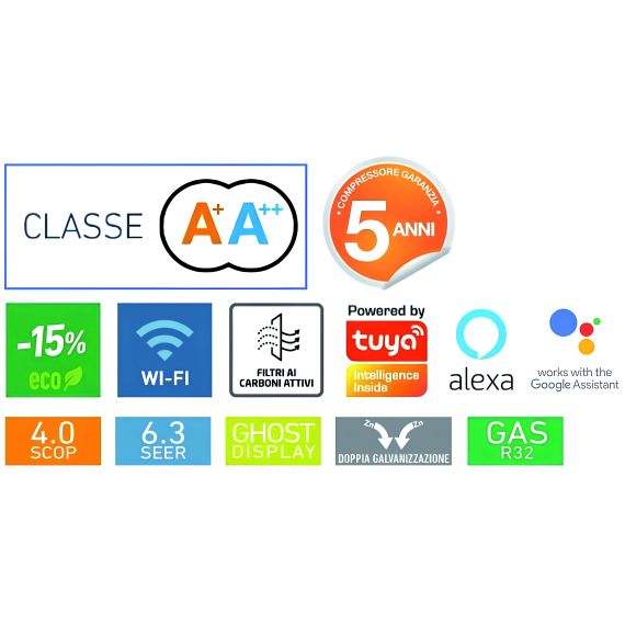 Zephir CLIMATIZZATORE ADVANCE WIFI SMART 12000 BTU WIFI + 2 TELECOMANDI FV55480 Zephir