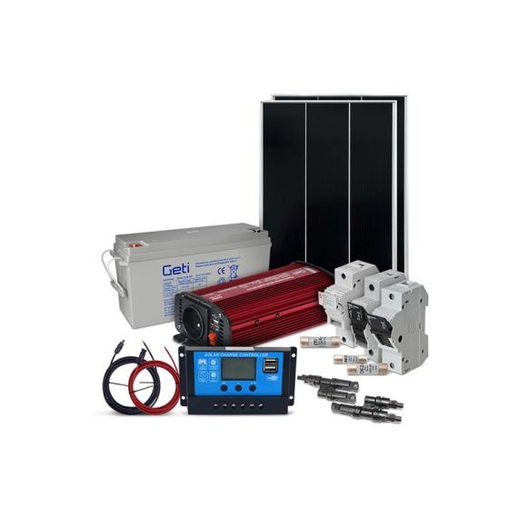 Off grid solar set SOLARFAM 200Wp, 12V, 150Ah battery, inverter 230VAC 600W TI4280219 SOLARFAM