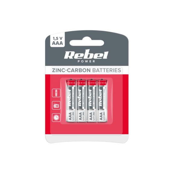 Battery AAA (R03) Zn-Cl REBEL 4pcs / blistr BAT0080B TI4270651 Rebel