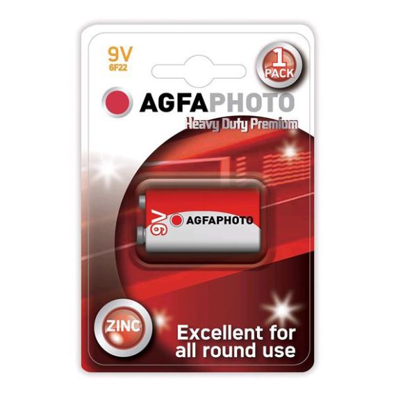 Battery 6F22 (9V) Zn AGFAPHOTO 1pc / blister TI4270561 AGFAPHOTO