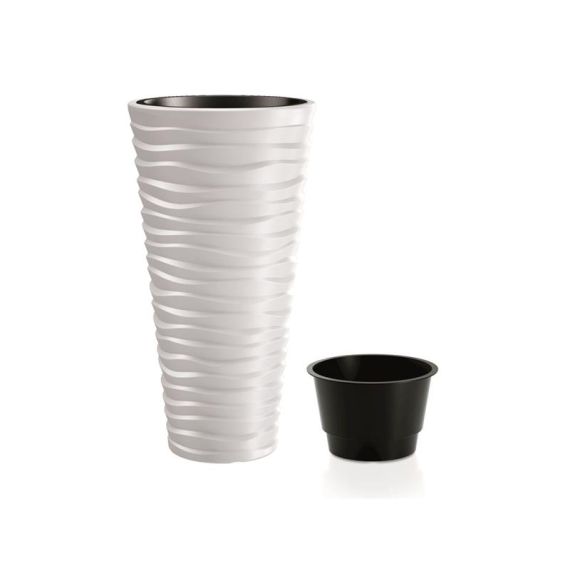 Flowerpot SAND SLIM white 29,6cm TI6436003 PROSPERPLAST