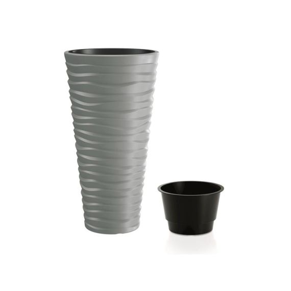 Flowerpot SAND SLIM grey stone 29,6cm TI6436005 PROSPERPLAST