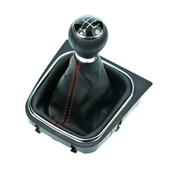 Gear lever with cuff VW Golf VI 2008 - 2013 Black 5-speed transmission red stitching TI6431084 PROTEC