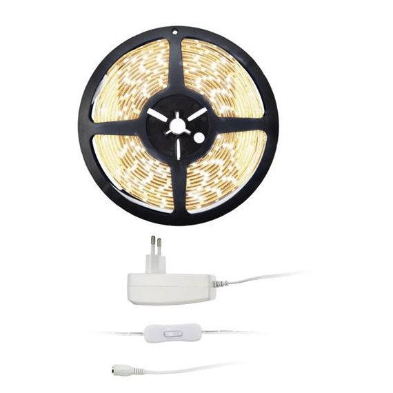LED light strip with tester, 5m, set with 12V adapter, 4,8W/m, IP65, warm white WM51-65T TI4150689 SOLIGHT