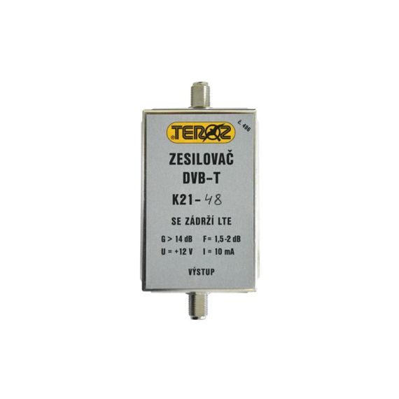 Antenna amplifier TEROZ 496X, UHF Ch 21 to 48, with 5G+LTE+GSM filter, G14dB, F2dB, U95dBμV, F-F TI14411280 TEROZ