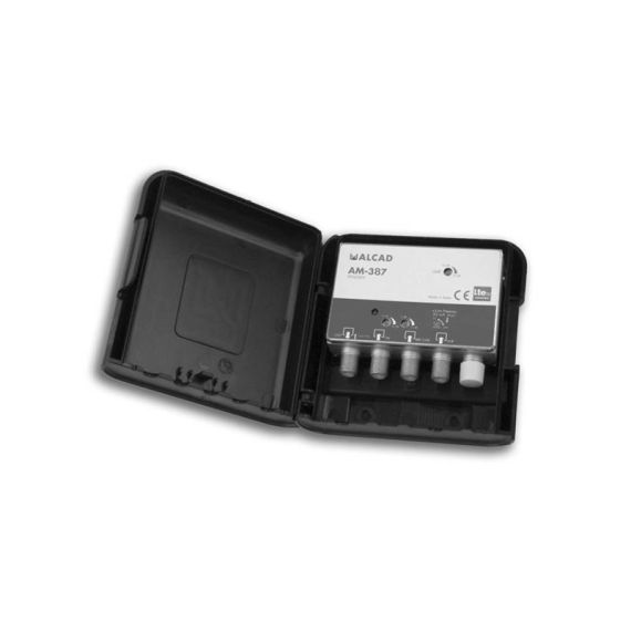 Antenna amplifier ALCAD AM387, for mast, 1xFM G20dB, 1xDAB G20dB, 1xUHF G34dB, filter 5G, U108dBµV TI14411350 ALCAD