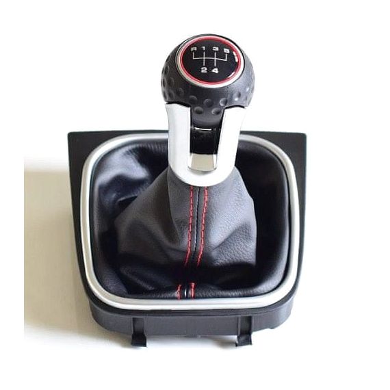 Gear lever with cuff VW Golf V 2003 - 2008 5-speed transmission red stitching TI6431745 PROTEC
