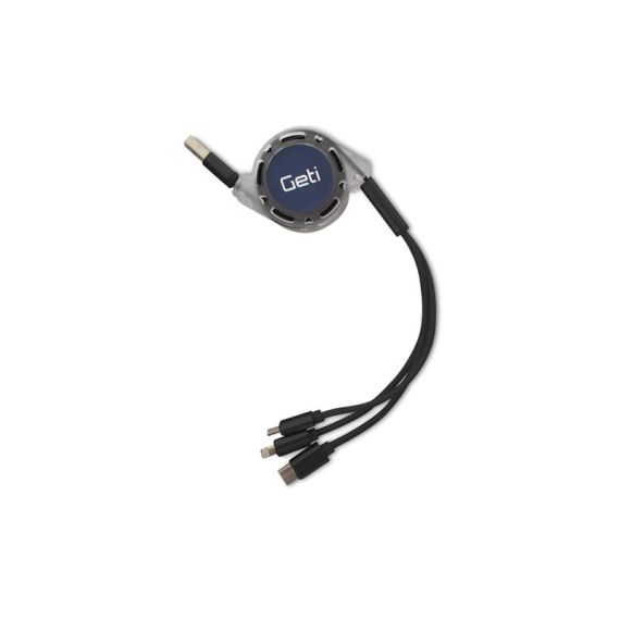Cable GETI GCU 01 USB 3in1 black retractable TI6423908 Geti