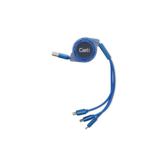 Cable GETI GCU 03 USB 3in1 blue rectractable TI6423910 Geti
