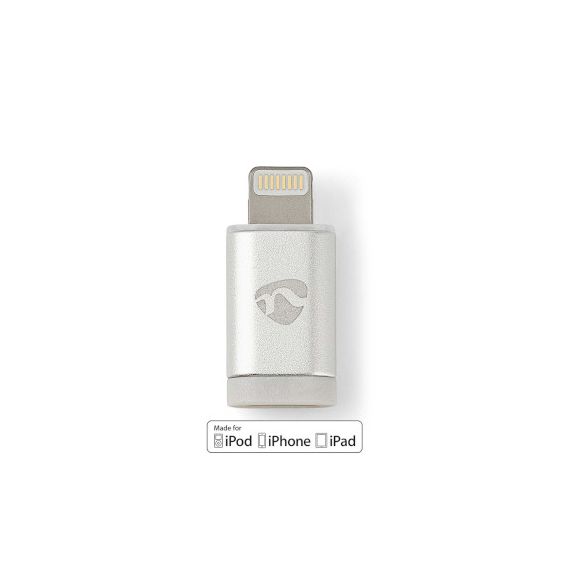 Lightning Adapter | Apple Lightning 8-Pin | USB Micro-B Female | Gold Plated | Round | Aluminium NECCTB39901AL Nedis