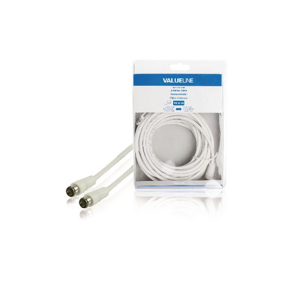 Antenna Cable F-Male Quick - F-Male Quick 10.0 m White NEVLSB41300W100 Valueline