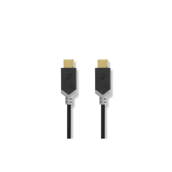 USB Cable | USB 3.2 Gen 2 | USB-C Male | USB-C Male | 100 W | 10 Gbps | Gold Plated | 1.00 m | Round | PVC | Anthracite | Window Box NECCBW64750AT10 Nedis