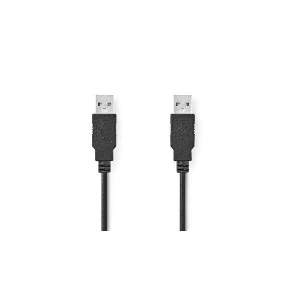 USB Cable | USB 2.0 | USB-A Male | USB-A Male | 480 Mbps | Nickel Plated | 2.00 m | Round | PVC | Black | Box NECCGB60000BK20 Nedis