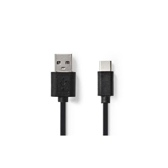 USB Cable | USB 2.0 | USB-A Male | USB-C Male | 15 W | 480 Mbps | Nickel Plated | 0.10 m | Round | PVC | Black | Blister NECCGB60600BK01 Nedis