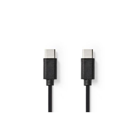USB Cable | USB 2.0 | USB-C Male | USB-C Male | 60 W | 480 Mbps | Nickel Plated | 1.00 m | Round | PVC | Black | Box NECCGB60700BK10 Nedis
