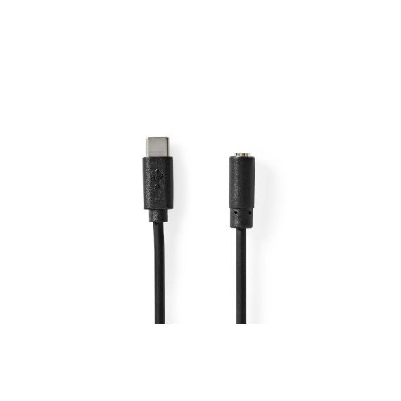 USB-C Adapter | USB 2.0 | USB-C Male | 3.5 mm Female | 1.00 m | Round | Nickel Plated | PVC | Black | Box NECCGB65960BK10 Nedis
