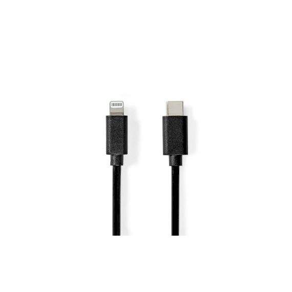 Lightning Cable | USB 2.0 | Apple Lightning 8-Pin | USB-C Male | 480 Mbps | Nickel Plated | 1.00 m | Round | PVC | Black | Label NECCGL39650BK10 Nedis
