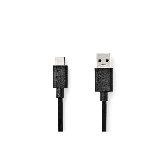 USB Cable | USB 3.2 Gen 1 | USB-A Male | USB-C Male | 15 W | 5 Gbps | Nickel Plated | 1.00 m | Round | PVC | Black | Label NECCGL61600BK10 Nedis