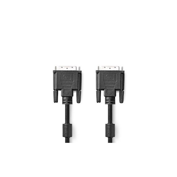 DVI Cable | DVI-D 24+1-Pin Male | DVI-D 24+1-Pin Male | 2560x1600 | Nickel Plated | 10.0 m | Straight | PVC | Black | Envelope NECCGP32001BK100 Nedis