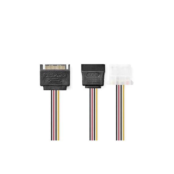 Internal Power cable | SATA 15-Pin Male | Molex Female / SATA 15-Pin Female | Gold Plated | 0.20 m | Round | PVC | Multi Colour | Envelope NECCGP73555VA015 Nedis