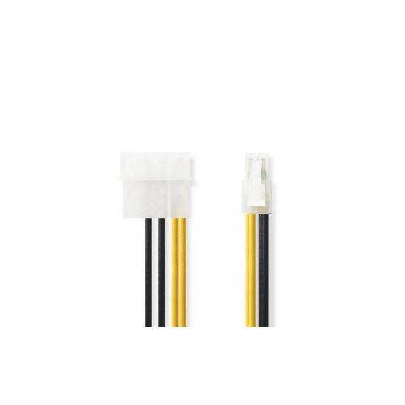 Internal Power cable | P4 Male | Molex Male | Gold Plated | 0.20 m | Round | PVC | Black / Yellow | Polybag NECCGP74340VA015 Nedis