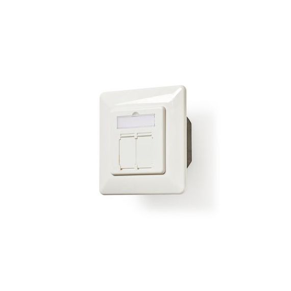 Network Wall Box | In-Wall | 2 port(s) | CAT6a | Straight | Female | Gold Plated | PVC | White | Envelope NECCGP89250IV Nedis