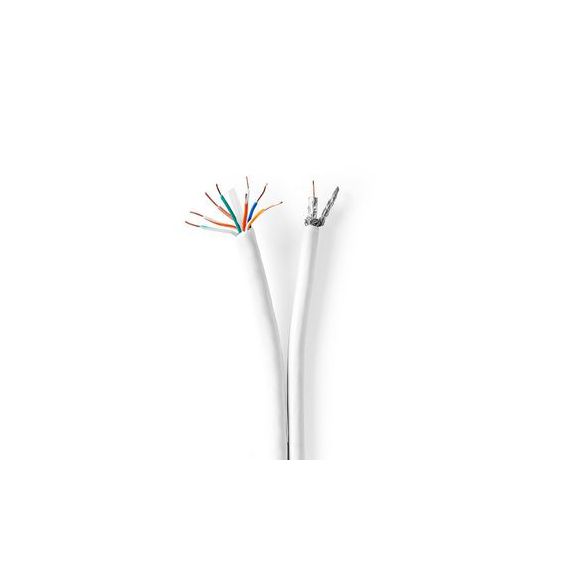 IEC (Coax) CAT6 Combi Cable on reel | RG58 | 75 Ohm | Triple Shielded | ECA | 50.0 m | Round | White | Gift Box NECSGG4500WT500 Nedis
