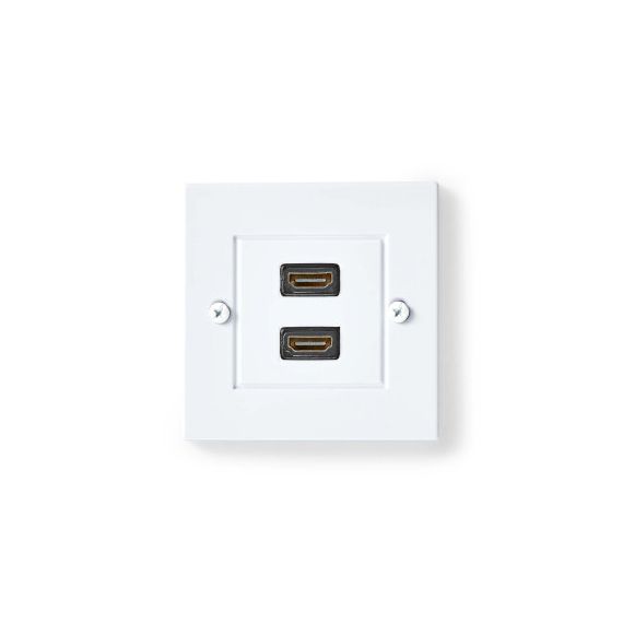 HDMI Wall Box | 2x HDMI Female | 4K@60Hz | HDMI Output | Black | 18 Gbps | Gold Plated | Envelope NECVGP34955WT Nedis