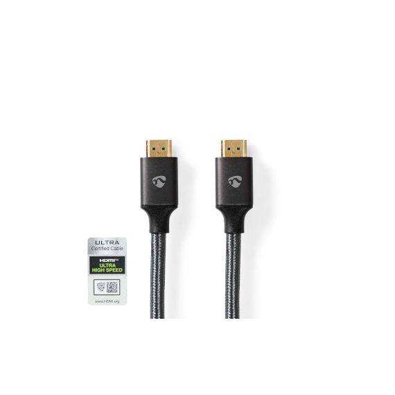 Ultra High Speed HDMI Cable | HDMI Connector | HDMI Connector | 8K@60Hz | 48 Gbps | 2.00 m | Round | 6.3 mm | Anthracite / Gun Metal Grey | Cover Window Box NECVTB35000GY20 Nedis