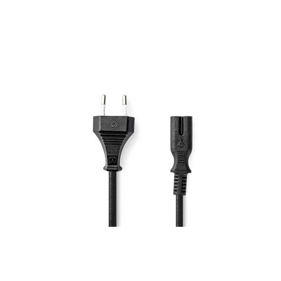 Power Cable | Euro Male | IEC-320-C7 | Straight | Straight | Nickel Plated | 5.00 m | Round | PVC | Black | Box NEPCGB11040BK50 Nedis