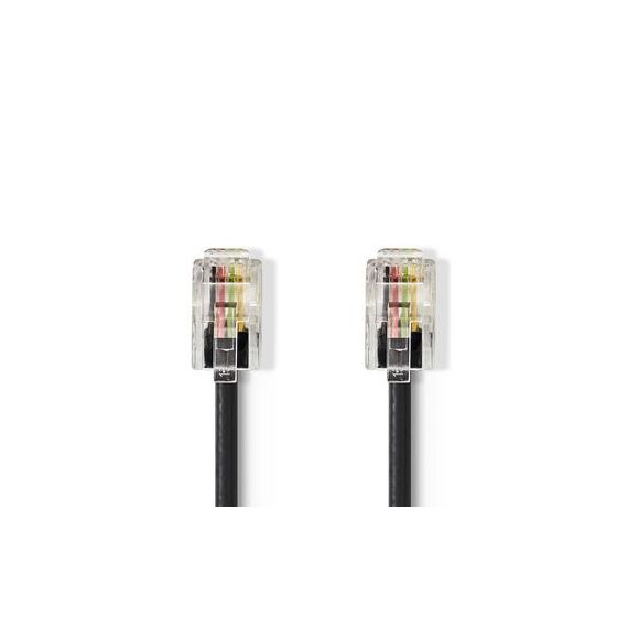 Telecom Cable | RJ10 Male | RJ10 Male | 5.00 m | Cable design: Coiled | Cable type: RJ10 | Black | Envelope NETCGP90100BK50 Nedis