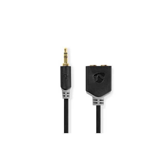 Stereo Audio Cable | 3.5 mm Male | 2x 3.5 mm Female | Gold Plated | 0.20 m | Round | Anthracite | Box NECABW22100AT02 Nedis