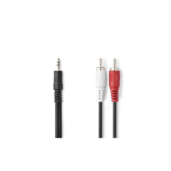 Stereo Audio Cable | 3.5 mm Male | 2x RCA Male | Nickel Plated | 10.0 m | Round | Black | Box NECAGB22200BK100 Nedis