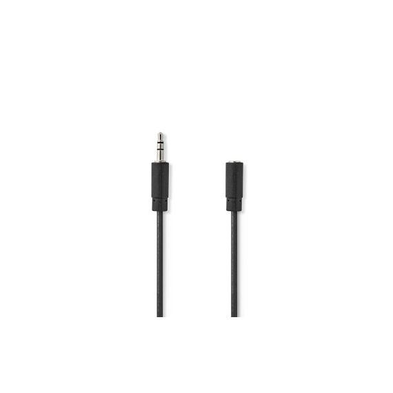 Stereo Audio Cable | 3.5 mm Male | 3.5 mm Female | Nickel Plated | 10.0 m | Round | Black | Label NECAGL22050BK100 Nedis
