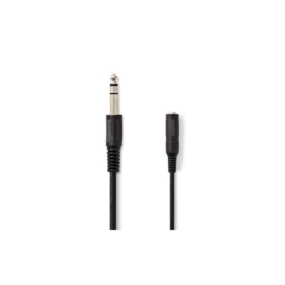Stereo Audio Cable | 6.35 mm Male | 6.35 mm Female | Nickel Plated | 5.00 m | Round | Label NECAGL23050BK50 Nedis