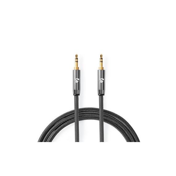 Stereo Audio Cable | 3.5 mm Male | 3.5 mm Male | Gold Plated | 5.00 m | Round | Grey / Gun Metal Grey | Cover Window Box NECATB22000GY50 Nedis