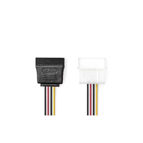 Internal Power cable | Molex Male | SATA 15-Pin Female | Gold Plated | 0.15 m | Round | PVC | Multi Colour | Box NECCGB73500VA015 Nedis