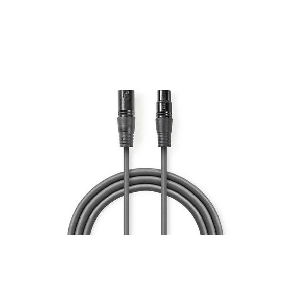 DMX Adapter Cable | XLR 3-Pin Male | XLR 3-Pin Female | Nickel Plated | 1.00 m | Round | PVC | Dark Grey | Carton Sleeve NECOTH15012GY10 Nedis