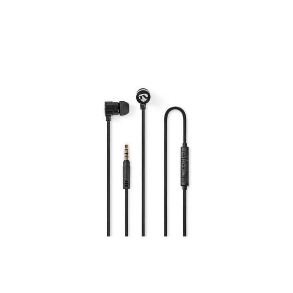 Wired Earphones | 3.5 mm | Cable length: 1.20 m | Built-in microphone | Volume control | Black / Silver NEHPWD5020BK Nedis