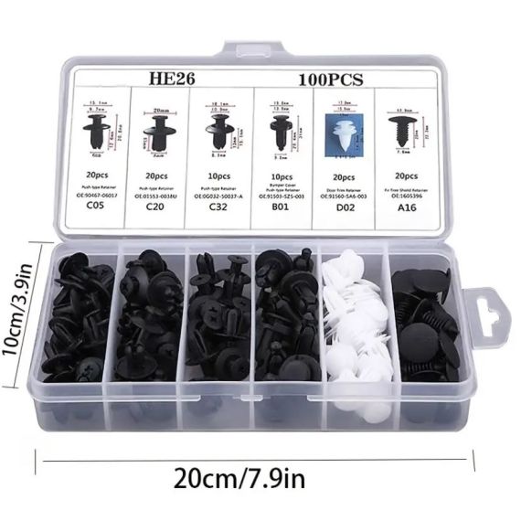 Set di rivetti in platica HE26 100 pezzi WB1735 