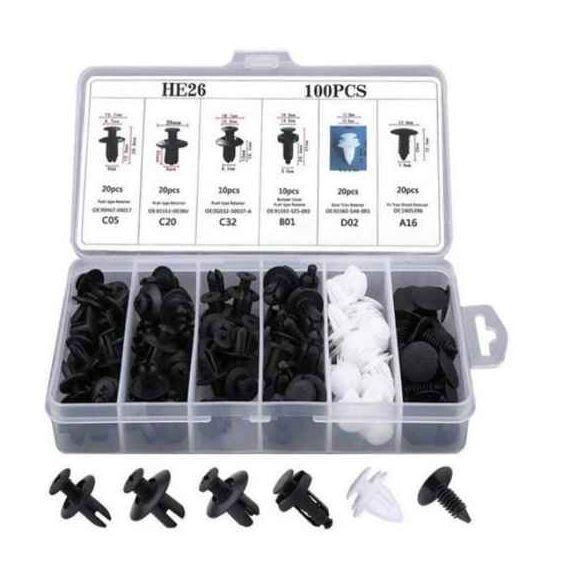 Set di rivetti in platica HE26 100 pezzi WB1735 