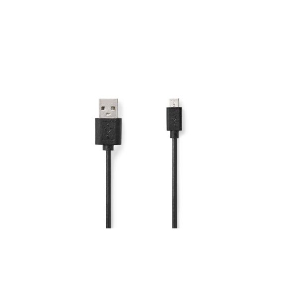 USB Cable | USB 2.0 | USB-A Male | USB Micro-B Male | 7.5 W | 480 Mbps | Nickel Plated | 1.00 m | Round | PVC | Black | Label NECCGL60501BK10 Nedis