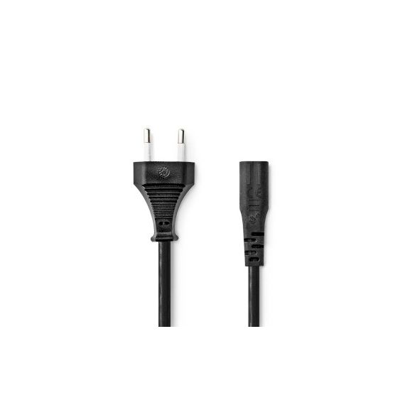 Power Cable | Euro Male | IEC-320-C1 | Straight | Straight | Nickel Plated | 2.00 m | Round | ABS/PVC | Black | Label NECEGL11060BK20 Nedis