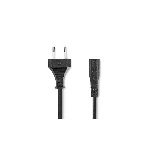 Power Cable | Euro Male | IEC-320-C1 | Straight | Straight | Nickel Plated | 2.00 m | Coiled | PVC | Black | Label NECEGL11062BK20 Nedis