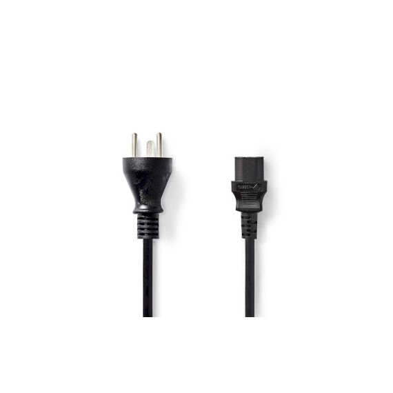 Power Cable | Denmark Male | IEC-320-C13 | Straight | Straight | Nickel Plated | 2.00 m | Round | PVC | Black | Label NECEGL11400BK20 Nedis